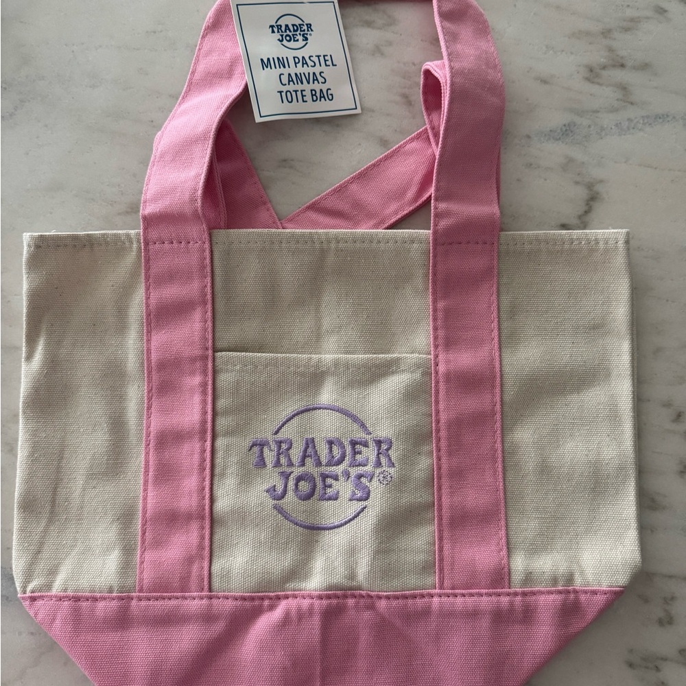 MINI Trader Joe's Pink & Cream Mini Canvas Tote